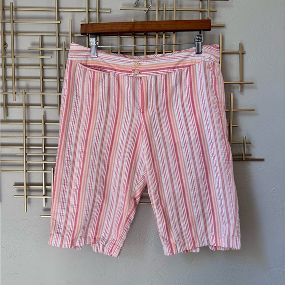 Columbia Pants - Columbia River Resort Striped Shorts Pink Cotton Petite 10 Summer